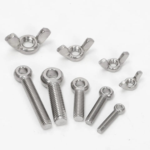 6 Sets M8 x 50mm Lifting Shoulder Eye Bolts With Wing Nuts Kit, Beefy Stainless Steel Swing Eye Bolts And Ring Eye Bolts