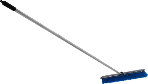 No Nonsense Commercial Floor Sweep With Integrated Squeegee Includes Sixty Inch Three Piece Aluminum Handle And 24 Inch Broom Head.
