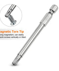 Top Shelf 10 Piece T27 Security Torx Bits With S2 Steel Magnetic Grip Quarter Inch Hex Shank 3 Inch Reach Tamper Proof Star Drivers - Magnetic Torx Tip