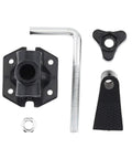 Universal Desk Clamp Mount Bracket components for mic stands and table lamps, includes all-purpose C clamp and accessories.