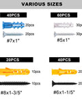 Knockout Drywall Anchors And Screws Assortment Kit Hella Tough Wall Plug Hardware in various sizes with screws and anchors.