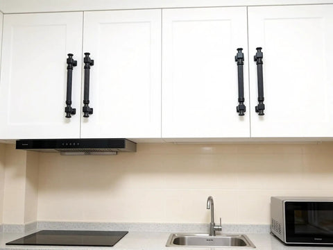 Kitchen cabinets with 10 Pack 5 Inch Black Cabinet Drawer Pulls Zinc Alloy 128mm Kitchen Dresser Handles For Cabinets Drawers Wardrobes Cupboards Closet Doors No Hassle Easy Install Hardware
