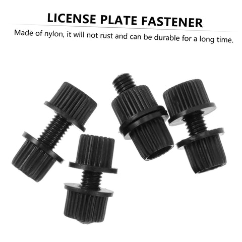 4 Pack Black Nylon Motorcycle License Plate Bolts and Screws for Bikes and Scooters Rust Resistant Easy Install Fasteners