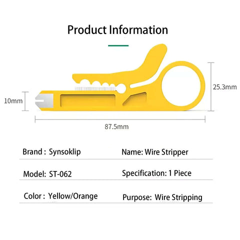Mini Network Wire Stripper And Punch Down Cutter For Cat5 Cat5e And Cat6 RJ45 Cables, yellow tool dimensions and brand details