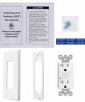 Rock Solid 20 Amp GFCI Outlets With LED Indicator And Matching Wall Plates Ultra Slim Non Tamper Resistant GFI Duplex Receptacles Fireproof shell and installation instructions included.