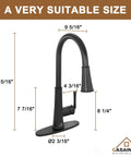Matte Black No Touch Kitchen Faucet With Pull Down Sprayer And LED Indicator, 360 Degree Swivel Spout, 1.8 GPM, Lead Free Copper