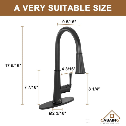 Matte Black No Touch Kitchen Faucet With Pull Down Sprayer And LED Indicator, 360 Degree Swivel Spout, 1.8 GPM, Lead Free Copper