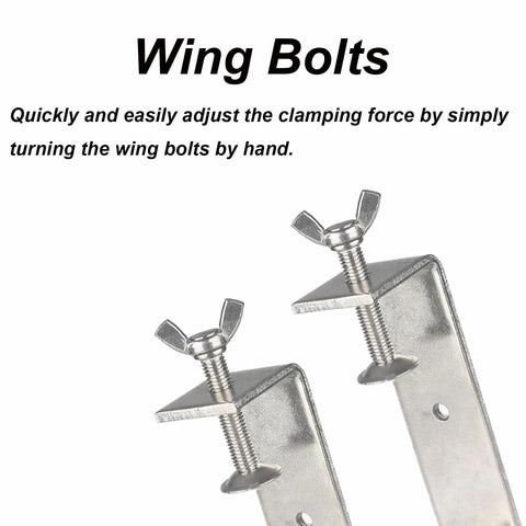 Begot 304 stainless steel C-clamps with wide jaws and wing bolts, 130mm (5.12in), pair