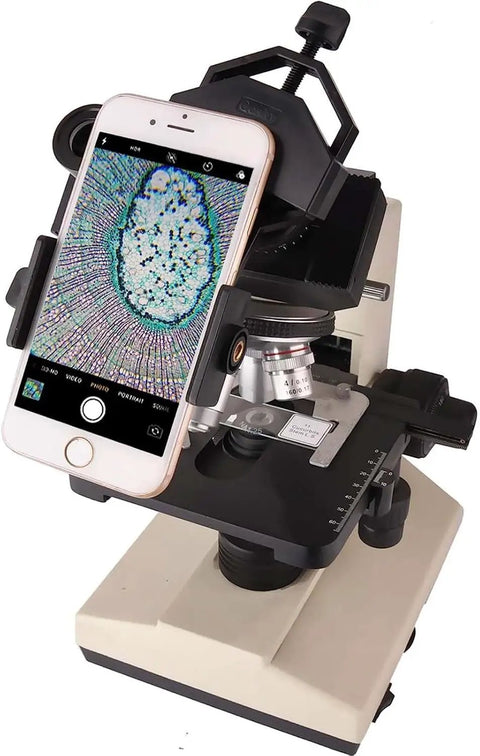 Phone Scope Adapter Mount For Telescopes And Binoculars, Regular Size Fits Most Smartphones, on a microscope eyepiece