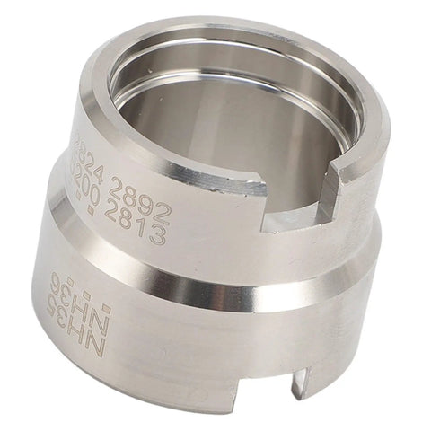 Pro-Grade Aluminum Watch Movement Holder For NH35 NH36 2824 2892 2813 2836 8200 Movements, showing angled stainless clamp