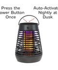Solar Powered Bug Zapper Outdoor Insect Trap With 600V Grid, LED Flickering Flame, Auto Activates At Dark, Weatherproof Fly Trap