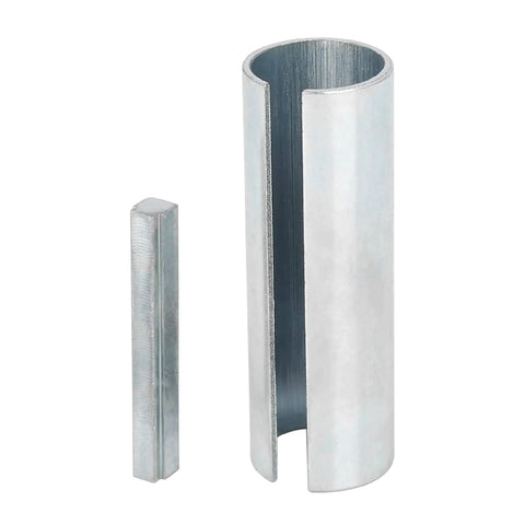 Beefy 7/8 To 1 Inch Crankshaft Sleeve Adapter Kit With Precision Step Key, stainless steel, 7/8 inch to 1 inch conversion sleeve and key.