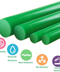 Green sealing rods with icons for sealing, resistance, and durability, Pro Grade 805 Piece Rubber O Ring Kit For Cars And Home Repairs.