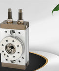 MSQB rotary pneumatic air cylinder, MSQB-A Highprecision, 20; front view with silver aluminum body and bronze end caps.