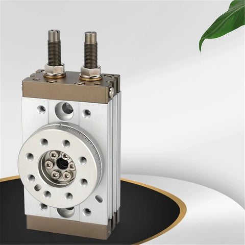 MSQB rotary pneumatic air cylinder, MSQB-A Highprecision, 20; front view with silver aluminum body and bronze end caps.