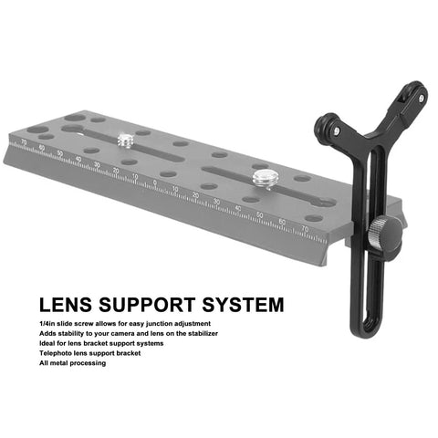 Dual Wheel Y Shaped Lens Support Bracket For S And SC Camera Stabilizers, Universal 5kg Load, Adjustable 22 To 71.5mm Height, DIY Lens Bracket