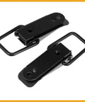 Universal Car Bumper Security Hook Clips With Quick Release Fasteners, black metal, 105x33mm size, shown side by side