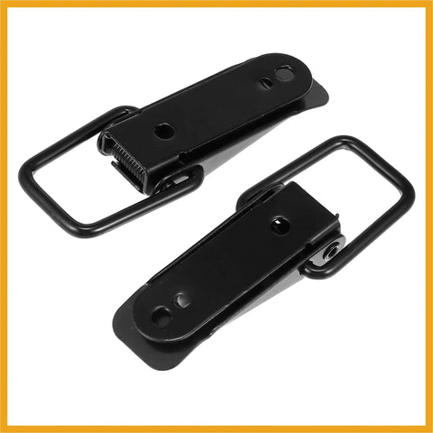 Universal Car Bumper Security Hook Clips With Quick Release Fasteners, black metal, 105x33mm size, shown side by side