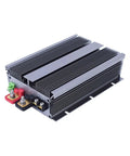 Badass 12V To 14.6V DC DC Step Up Converter 80A Boost Module For Cars Trucks Boats RV, aluminum casing with fins for heat dissipation.