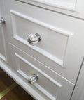 White cabinet with porcelain chrome pumpkin knobs from 10 Pieces White Ceramic Round Pumpkin Knobs For Cabinets And Furniture