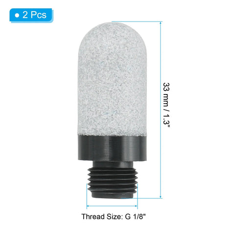 Plastic Pneumatic Air Mufflers G One Eighth Inch, Two Pack Exhaust Silence Fittings, 33mm length, side view