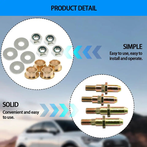 Beefed Up Car Door Hinge Roller Pin And Bushing Repair Kit For Truck And SUV Doors, Includes Flat Washers And Nuts
