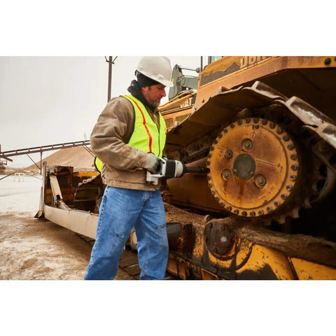 Worker using Cordless Pneumatic Impact Wrench With Six Inch Extended Anvil And Dual Handles Delivers Big Torque 5250 RPM Heavy Duty Build