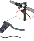 Aluminum Alloy Electric Scooter Brake Handle Left Lever With Clutch, Easy Install And Strong Tension, shown mounted on handlebar