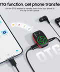 Smartphone transferring music to Clip-On MP3 Player With LED Light, 8GB Mini Music Player For Sports, Gym, Running And Jogging.