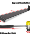 Pro Grade Laminate Flooring Installation Kit showing widened pull bar and heavy-duty 20 oz mallet with measurements.
