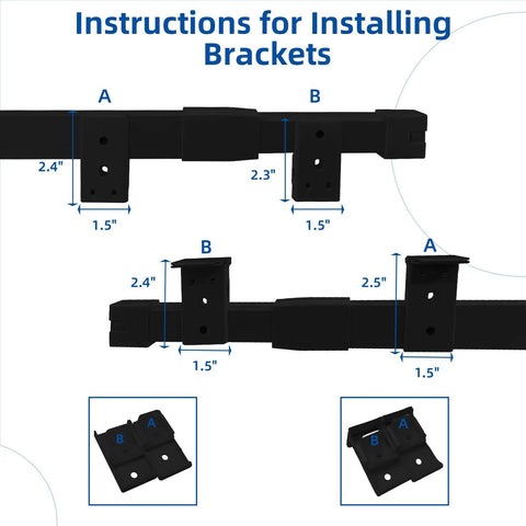 15Ft Retractable Curtain Track Kit With Hooks, Ceiling And Wall Mount, Heavy Duty Telescoping Main Rail For Room Divider, Wardrobe, RV, Hospital, Living Room And Bathroom, Black bracket size guide