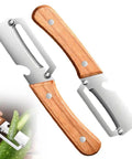 Two Pack 2 In 1 Veggie Peeler And Bottle Opener With Stainless Steel Blade And Wooden Handle Handy Kitchen Tool