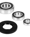 Heavy Duty Bearing And Seal Kit For Front Load Washer Tub Replaces W10772618 W10253864 showing three bearings and one seal.