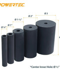 Oscillating Sander Rubber Drum 5-Piece Set with 3/4, 1, 1-1/2, 2, and 3 inch spindles for contour shaping and smoothing edges.