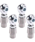 Heavy Duty Self Aligning Ball Joint Rod Ends With Left And Right Hand Threads Paired With Lock Jam Nuts for auto builds, chrome finish.