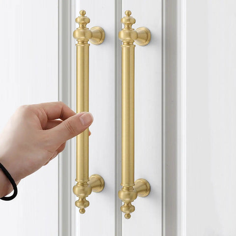 Killer Solid Brass Cabinet Pull 266mm Double Hole Style With Bombproof Gold Plating For Wardrobes And Drawers with hand
