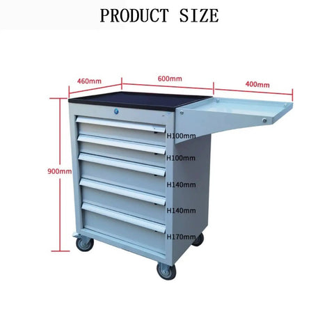 Rolling Tool Organizer Cart With 5 Drawers Wheeled Tool Cabinet Box With Tray Large Workshop Storage Chest for Mechanics and Home Garages