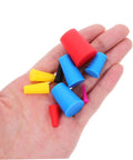 Top Tier Assorted High Temp Silicone Rubber Tapered Plug Kit With 8 Sizes For Caulking Tubes Sealing Caps Plus Flasks Test Tubes Tanks And Bottles That Stand Up To Serious Heat And Work Like A Champ, assorted silicone plugs in hand