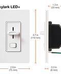 Flicker Free LED Dimmer Switch For Dimmable LED Halogen And Incandescent Bulbs 150W Single Pole Or 3 Way White SCL 153P WH dimensions.