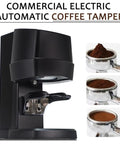 Auto Filling Electric Coffee Tamper 58 Mm Espresso Press Tool With Adjustable 10 To 30 Kg Pressure in black design.