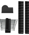 52 Piece Modular Wrench Organizer Set For Tool Drawers With Metric And SAE Labels Black Finish Wrench Rack