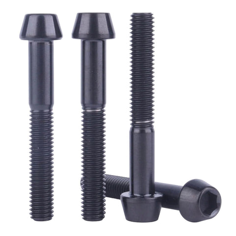 4 Pack Beefy Titanium Bolts M5x35mm With Tapered Head Allen Hex Screws Black High Strength Grade 5 6Al4V Titanium Alloy