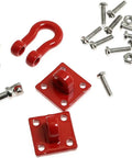 Red Metal RC Crawler Trailer Tow Hook Set Four Piece D Shackles With Buckle Winch Accessories For One Tenth Scale RC Cars And Trucks