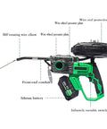 Heavy Duty Cordless Electric Pipe Threader Tool with 360° rotating wire elbow and lithium battery, designed for wire pulling.