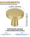 Gold Cabinet Knobs 30 Pack Brushed Brass Zinc Alloy Drawer Knobs For Kitchen Cabinets And Dressers 32mm Diameter 1 Inch