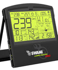 Swami Launch Master Pro Golf Launch Monitor with Doppler radar showing carry distance, swing speed, ball speed, spin, and angles