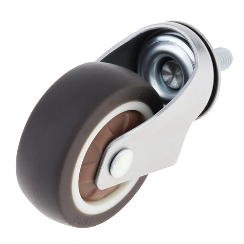 4 Pack 2 Inch TPR Rubber Caster Wheels For Furniture Quiet Ball Bearing Rollers Floor Savers Heavy Duty Swivel Casters Silent Smooth Glide Zero Hassle Install Coffee Brown close-up of single wheel