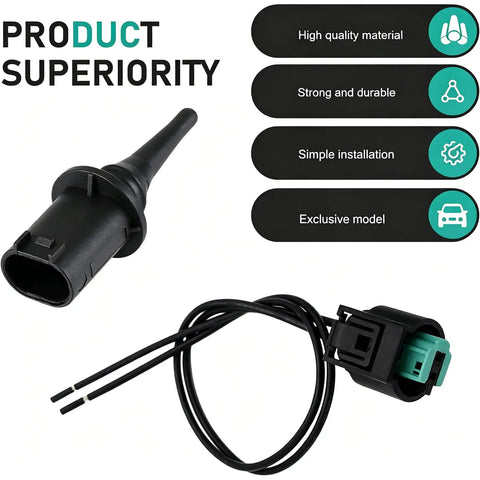 Kick Your Climate Game Up With This Outside Ambient Air Temperature Sensor Connector Plug And Wire Harness Kit For Mercedes Models showing a temperature sensor plug and wiring.