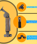 Top Tier Self Balancing Lid Support Hinges Smooth Anti Slam Spring Loaders Dark Bronze cabinet hinge with L-bracket details.