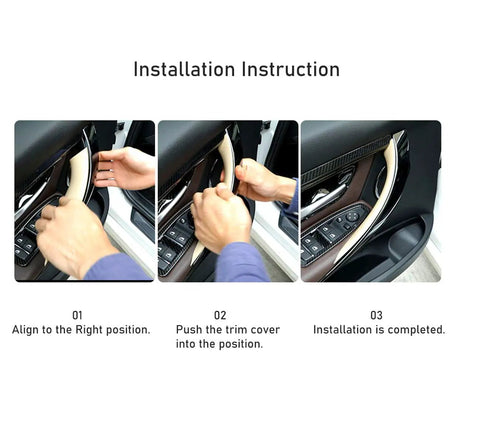 Installation of Door Handle Covers For BMW 3 Series And 4 Series Set, step-by-step process shown for easy install